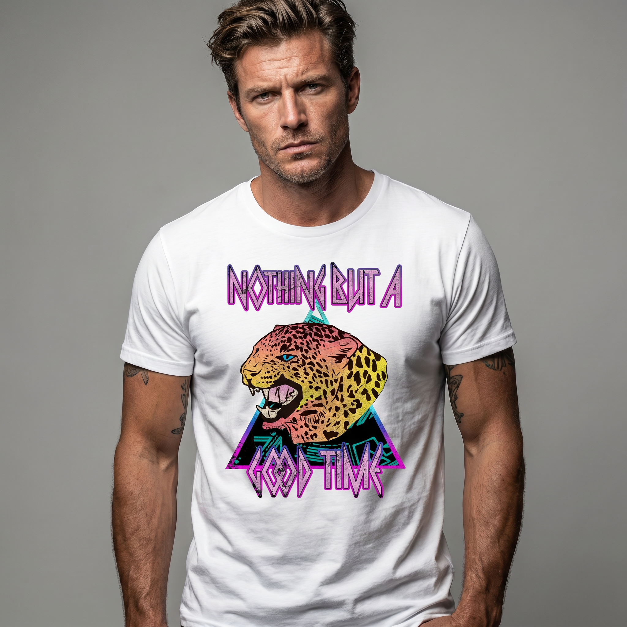 Nothing But A Good Time Leppard Print Tee