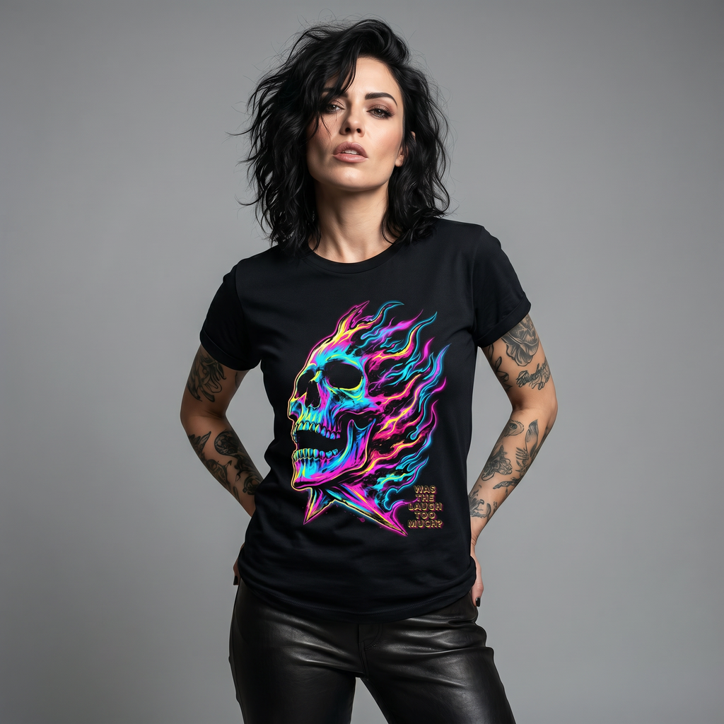 Was The Laugh Too Much Neon Skull Tee - Womens