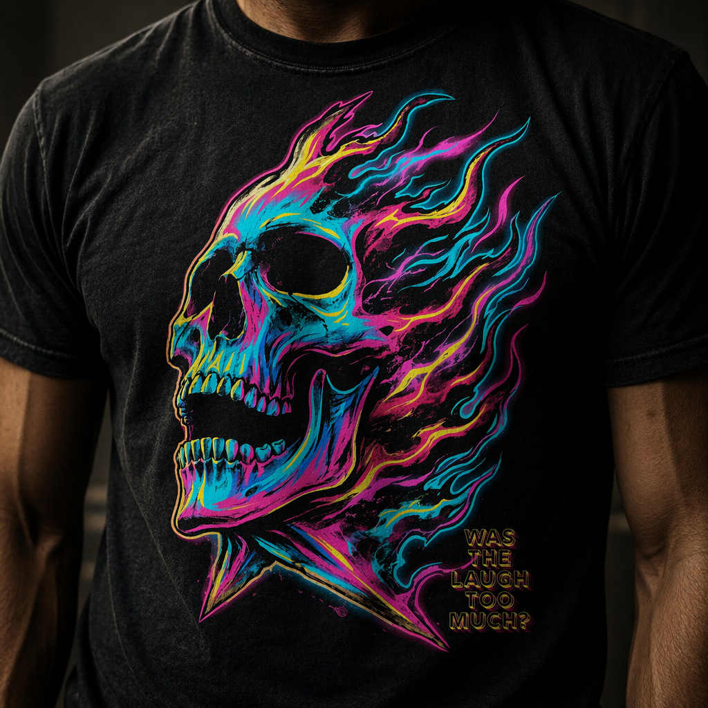 Was The Laugh Too Much Neon Skull Tee - Mens