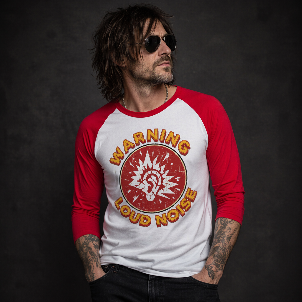 Warning Loud Noise Baseball Tee Unisex