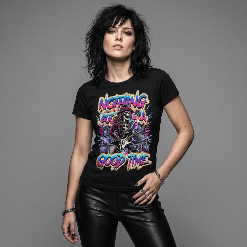 Nothing But A Good Time Skull Rocker Tee – Women's Cut
