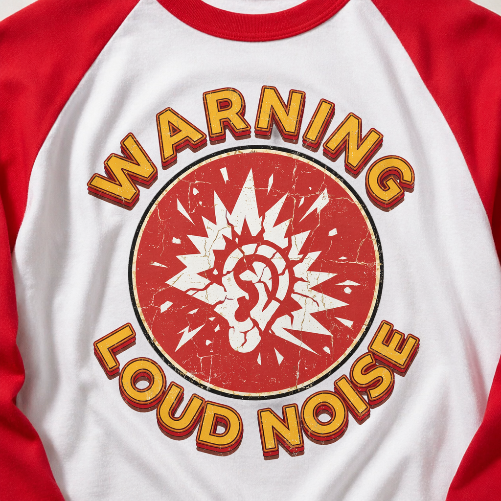 Warning Loud Noise Baseball Tee Unisex