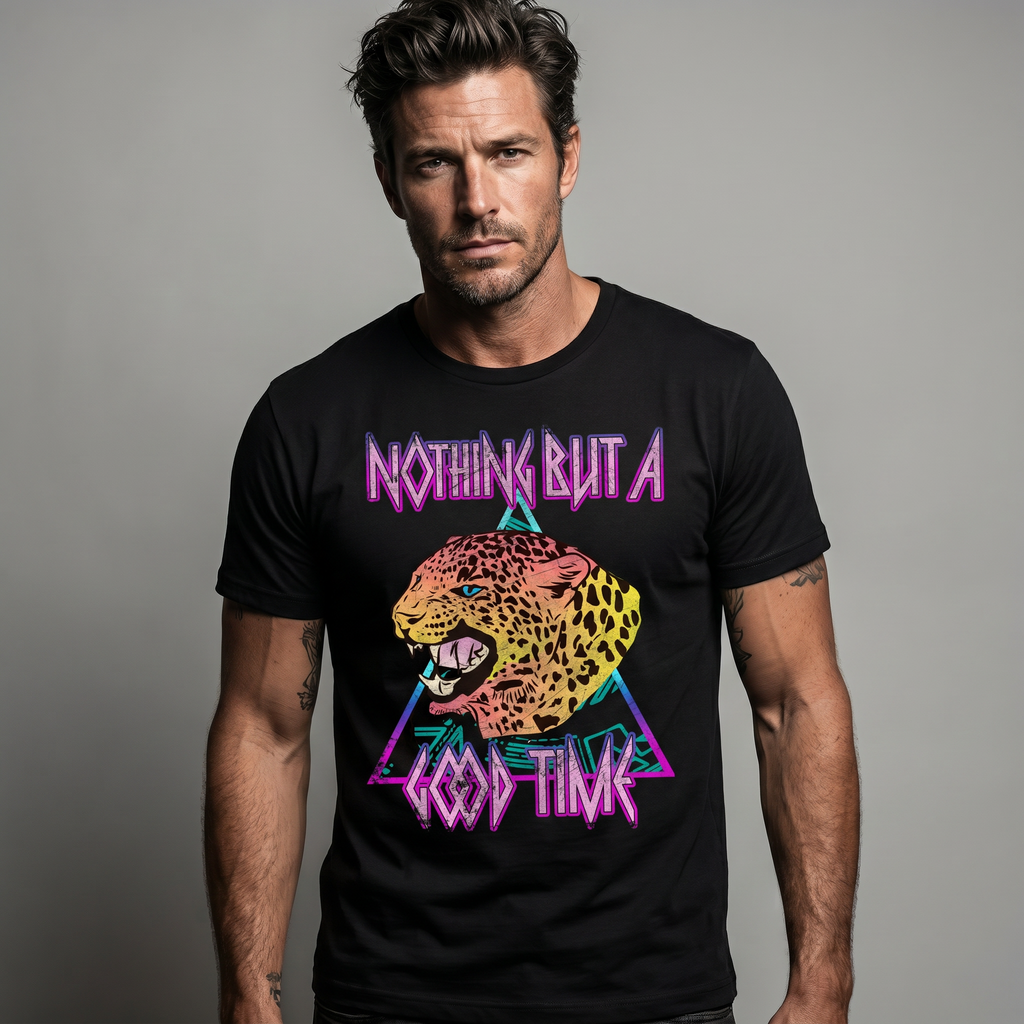 Nothing But A Good Time Leppard Print Tee