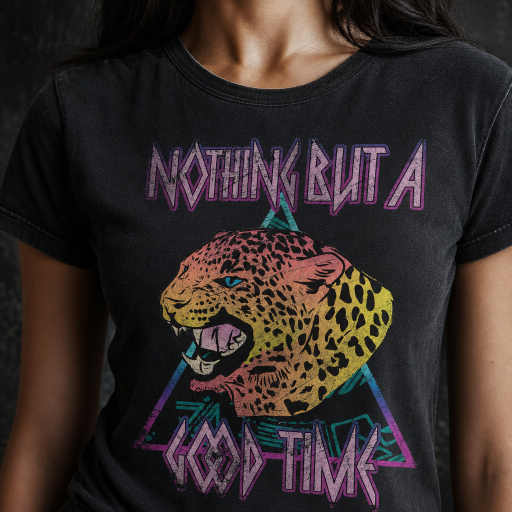 Nothing But a Good Time Leppard Print Tee – Women's Cut
