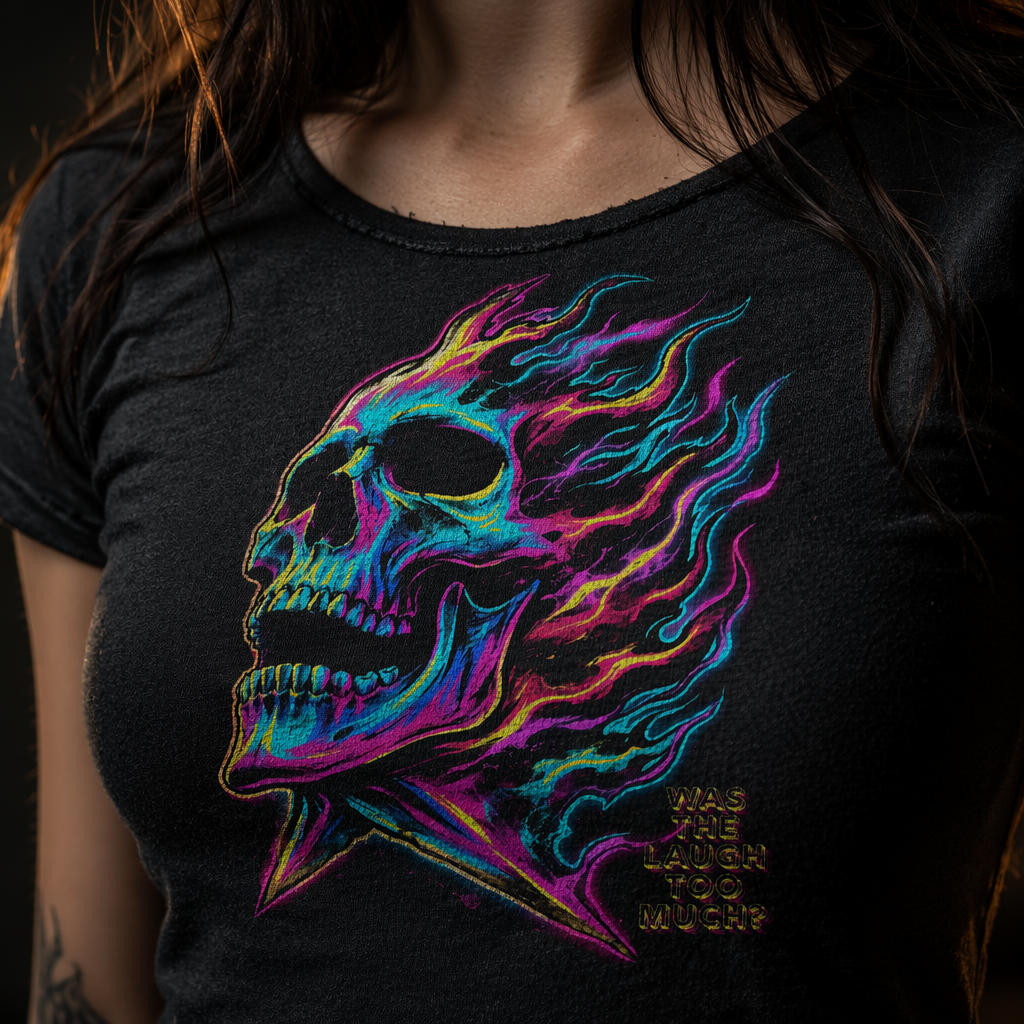 Was The Laugh Too Much Neon Skull Tee - Womens