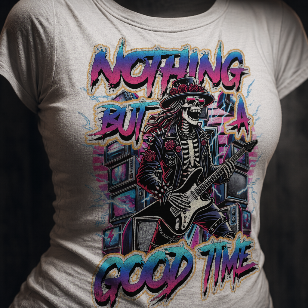 Nothing But A Good Time Skull Rocker Tee – Women's Cut