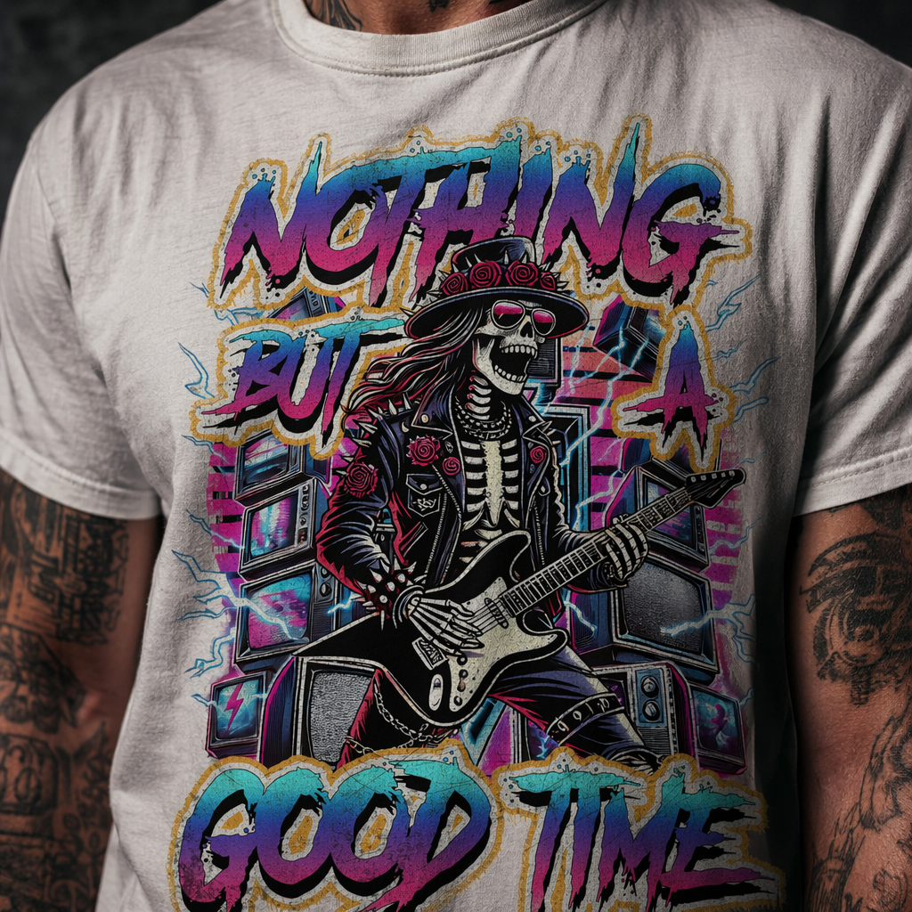 Nothing But A Good Time Skull Rocker Tee