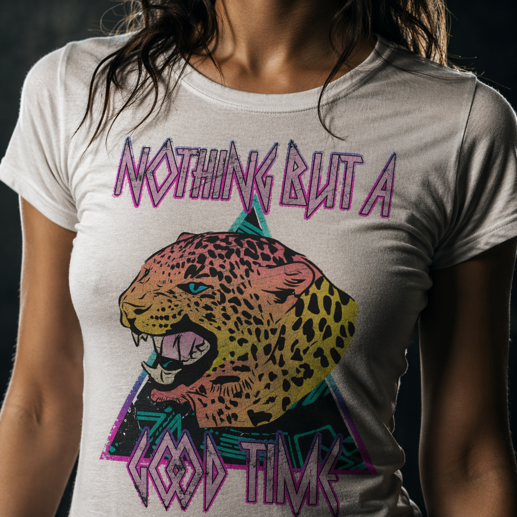 Nothing But a Good Time Leppard Print Tee – Women's Cut